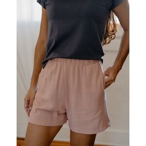 Sozy Light Pink Chic and Effortless Lacey Linen Rayon Blend Shorts Size M